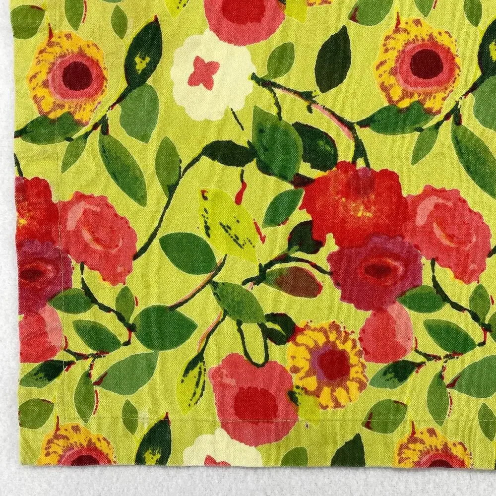 CRATE & BARREL Set of 6 Louise Placemats Floral Heavy Woven Cotton Green 14
